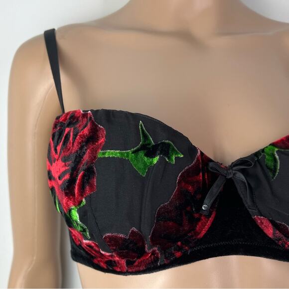 Savage X Fenty Chiffon Exploded Floral Velvet Balconette Bra - Picture 4 of 8